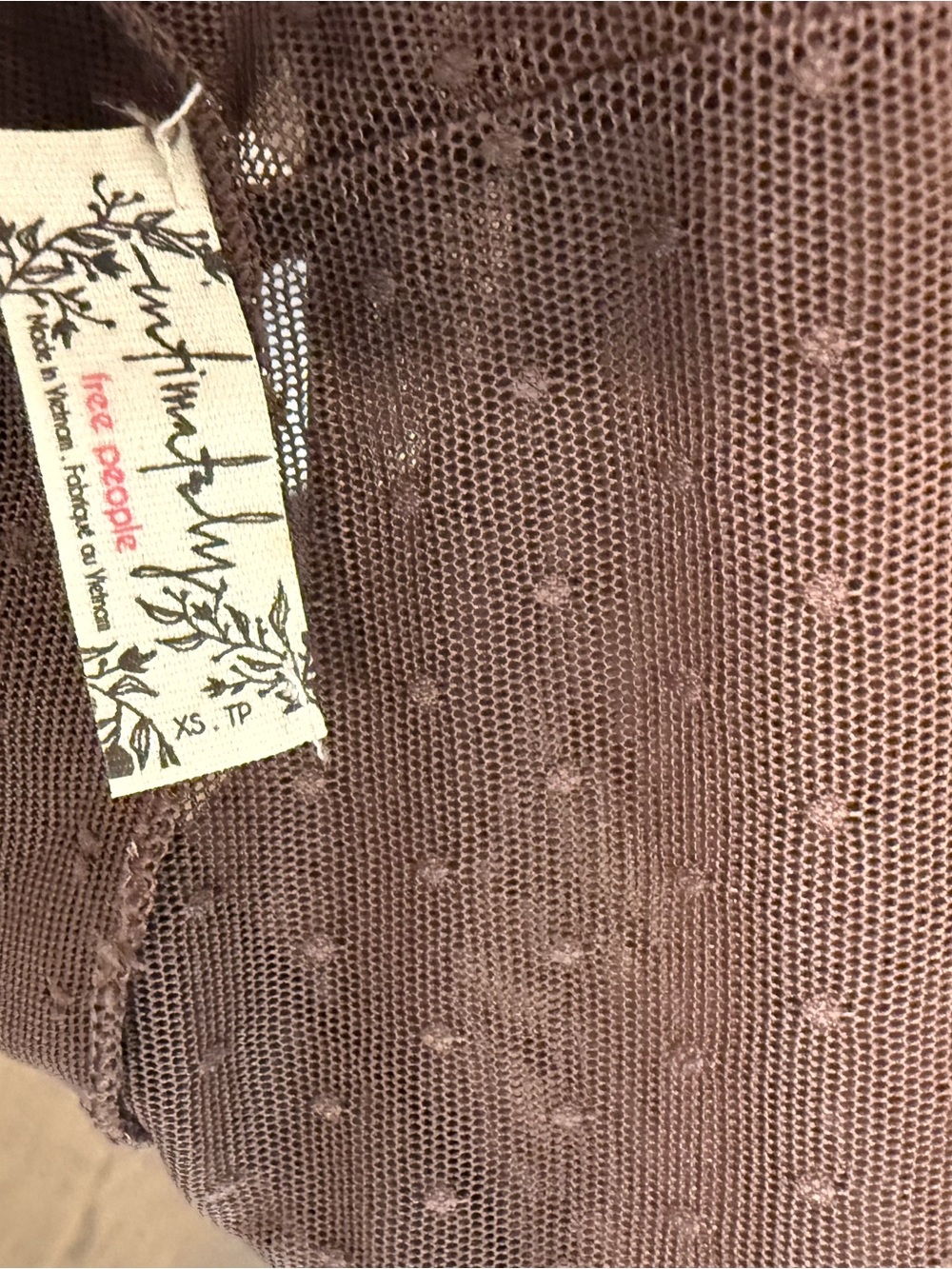 Free People Dusty Mauve Dot Mesh Camisole